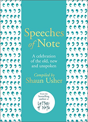 "Book cover with turquoise background, yellow and white text, and quotation mark pattern."