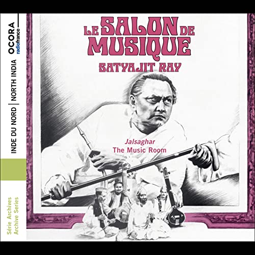 CD cover featuring Satyajit Ray and a sitar player in a frame.