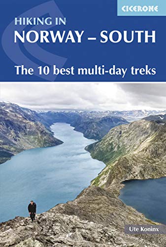 Book cover showing a hiker on a mountain ridge overlooking a Norwegian lake.