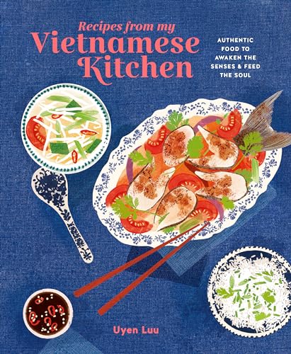 Cookbook cover with illustrated Vietnamese food, fish, and title text.