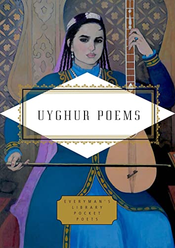 Book cover: Uyghur Poems, featuring a woman with a stringed instrument.