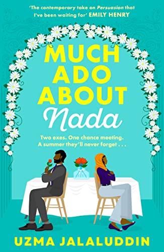 Book cover: two people seated at a table under floral archway.