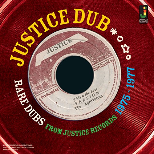 Vinyl record label reading “Justice Dub” with a central black spindle hole.