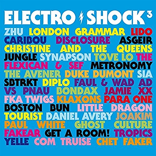 CD cover for “Electro Shock 3” featuring a list of artist names in red.