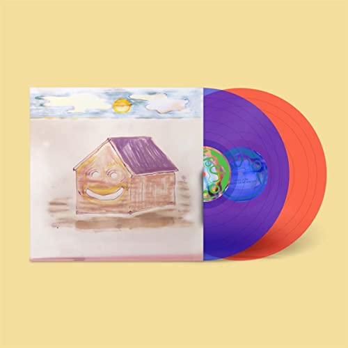 Vinyl record with colorful, illustrated cover featuring a smiling house.