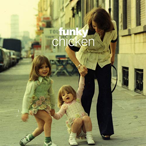 Album cover: woman with two young children on a city street.