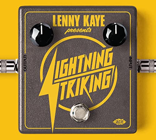 Brown guitar effects pedal with yellow lightning bolt graphic.