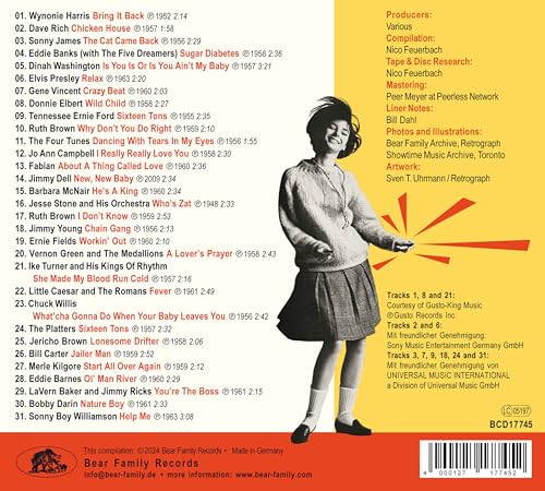 CD back cover featuring a woman in a 1950s dress dancing.