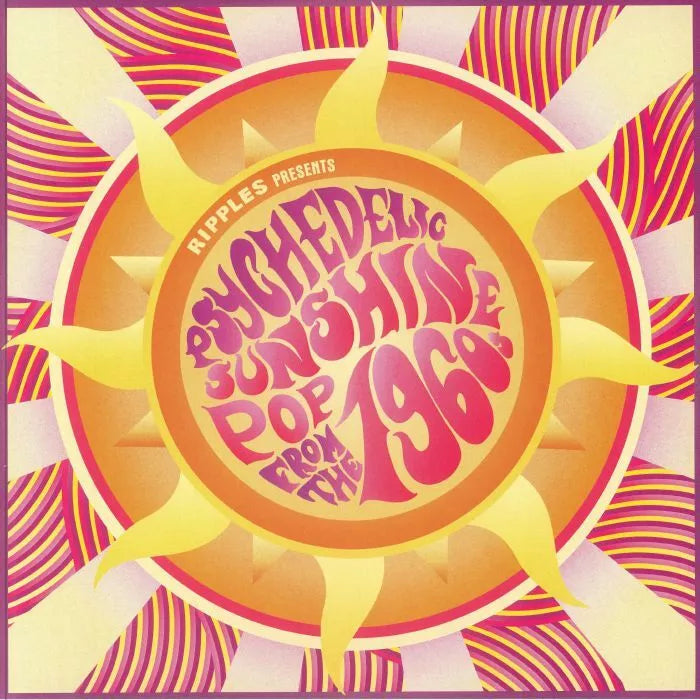 Psychedelic sunshine pop vinyl record cover with a large, colorful sun.