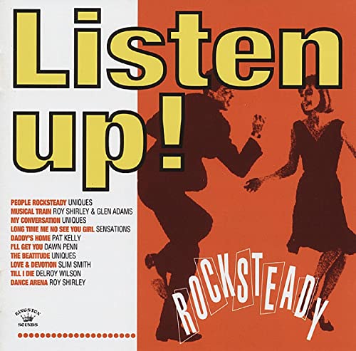 CD cover with Listen Up! text, silhouettes of dancing people, and a tracklist.