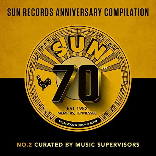 Sun Records 70th Anniversary compilation vinyl record cover, yellow and black.