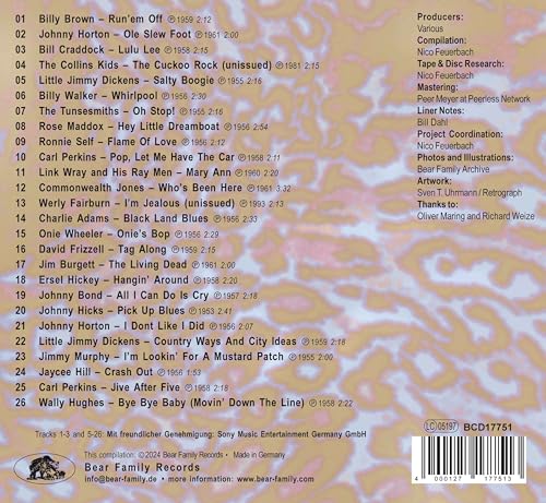 CD back cover with tracklist for compilation album "That'll Flat Git It!".