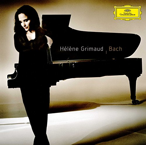 CD cover: pianist Hélène Grimaud at a black grand piano.
