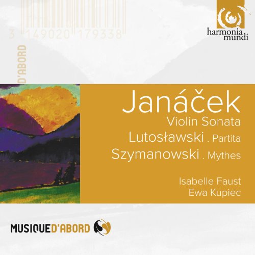 CD cover with landscape painting and composers’ names: Janáček, Lutosławski, Szymanowski.
