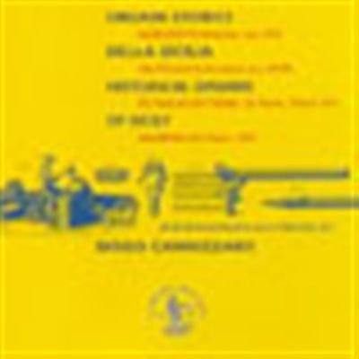 Yellow CD cover with text and a blurry image of figures.
