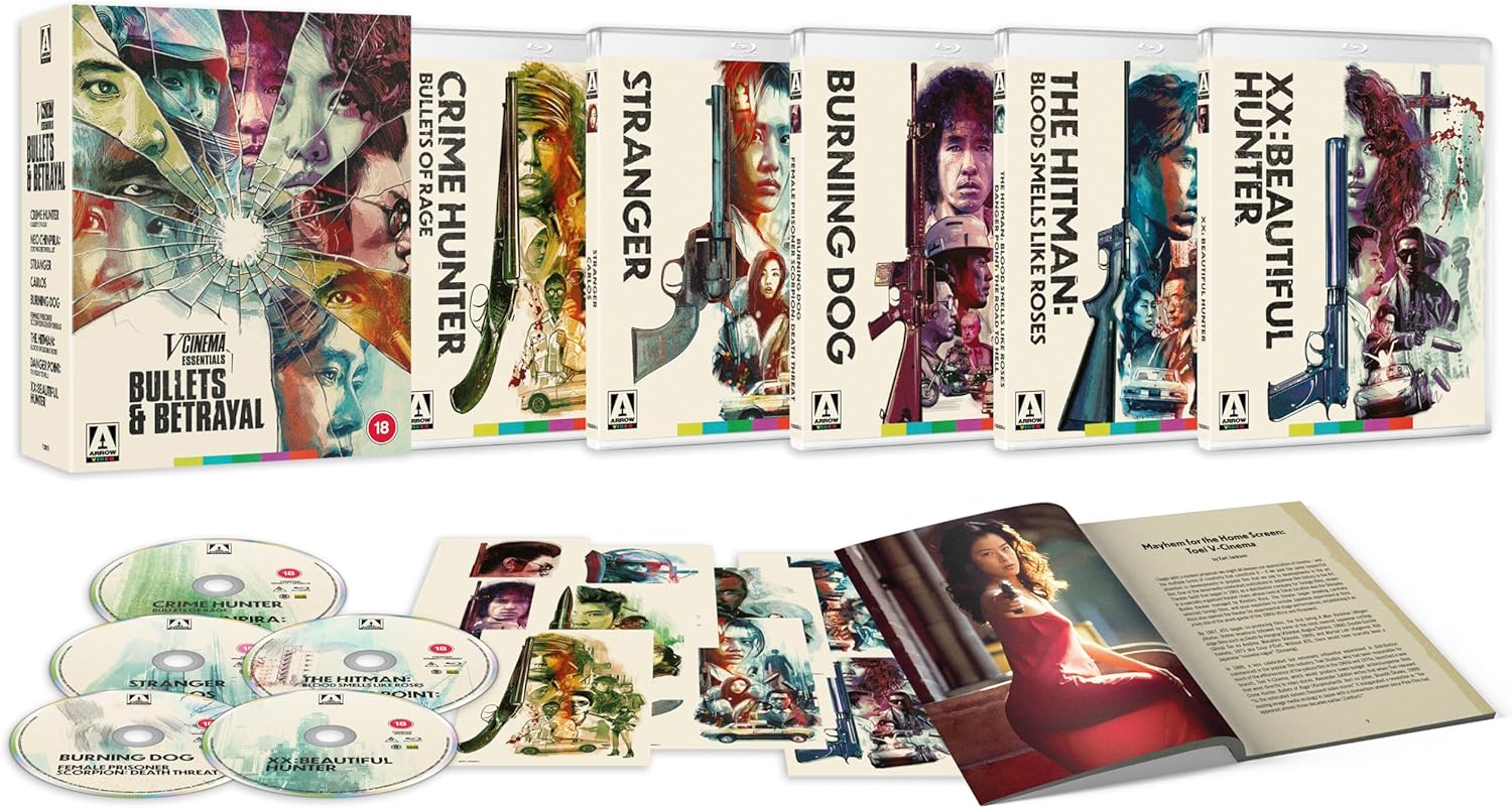 Blu-ray box set featuring film covers with figures holding guns.