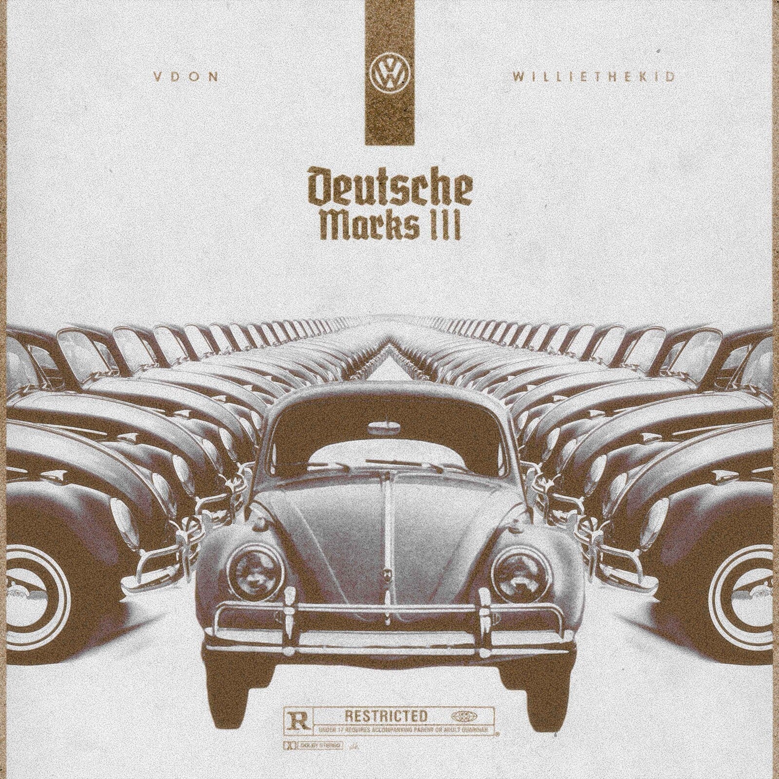 Album cover showing a grid of Volkswagen Beetles with text Deutsche Marks III.