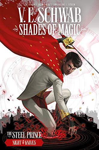 Book cover featuring a young man with a sword and flowing red cape.