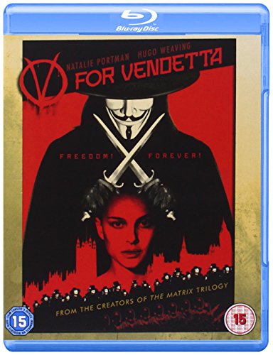 V For Vendetta" Blu-ray cover featuring a masked figure and Natalie Portman.