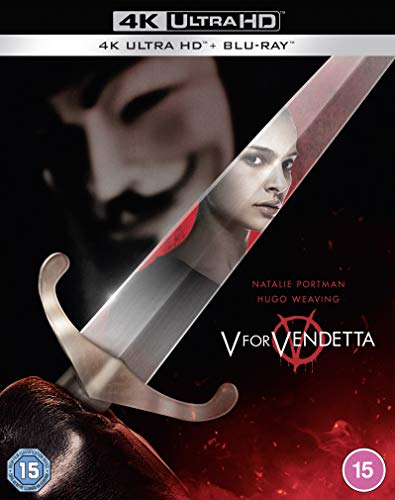 V For Vendetta" Blu-ray cover with Natalie Portman and a sword.