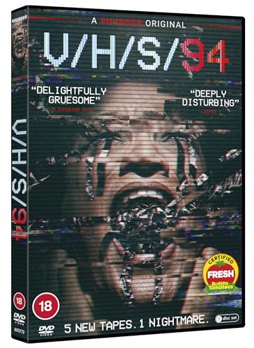 V/H/S/94" DVD cover with distorted face and glitch effects.