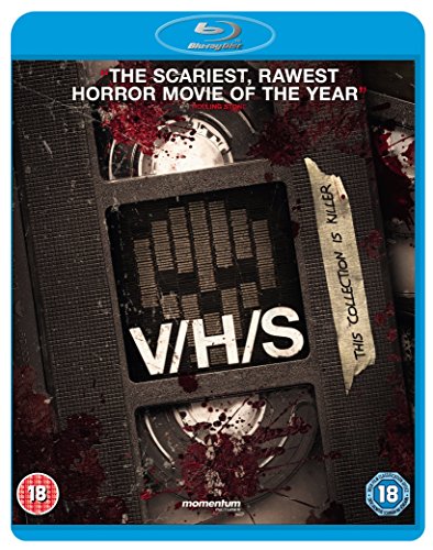 V/H/S" Blu-ray cover with a distorted VHS player and blood splatters.
