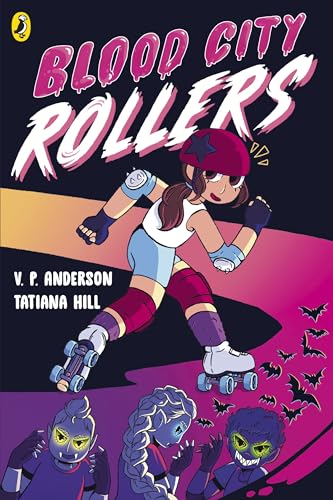 Book cover: roller derby skater with vampires in the background.