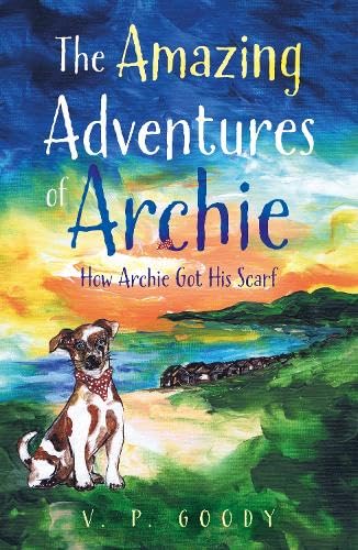 Book cover featuring a small brown dog with a red scarf, landscape background.