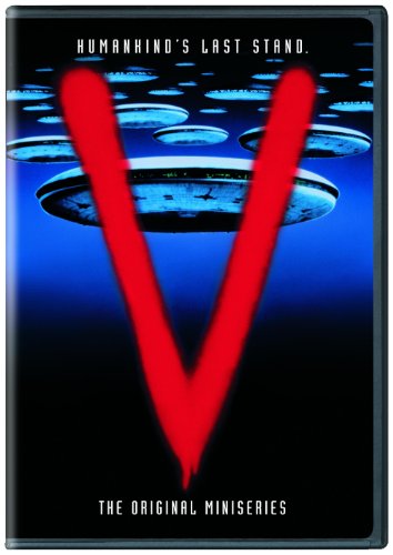 DVD cover for "V" featuring a large red "V" and alien spacecraft.