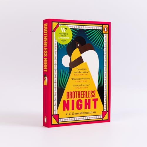 Book cover: "Brotherless Night" with abstract figures in red, yellow, and blue.
