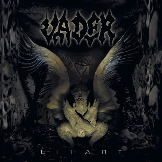 Album cover featuring a winged creature crouching before a pyramid with an eye.