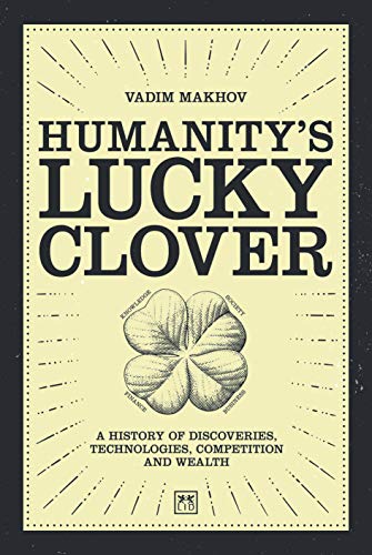 Book cover: "Humanity's Lucky Clover" with a four-leaf clover illustration.