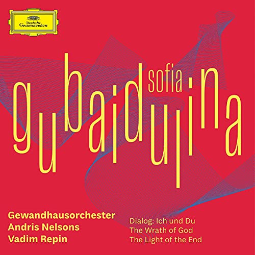 CD cover for Sofia Gubaidulina’s compositions with red background and text.