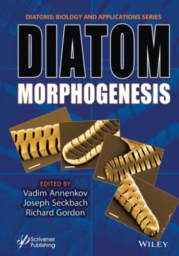 Book cover featuring microscopic images of diatom structures on a blue background.