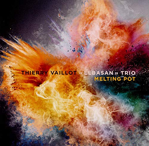 CD cover for Thierry Vaillot’s “Melting Pot” with abstract, colorful paint splash.