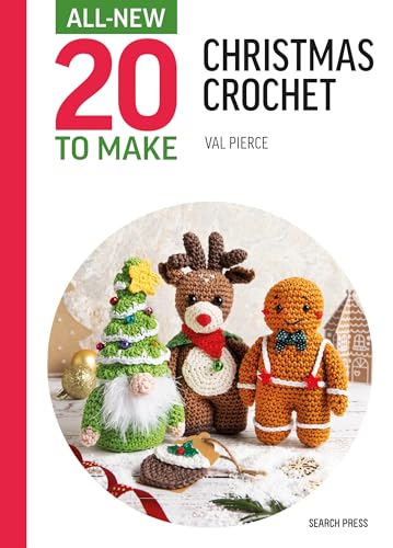 Book cover featuring crocheted Christmas characters: reindeer, tree, and gingerbread man.