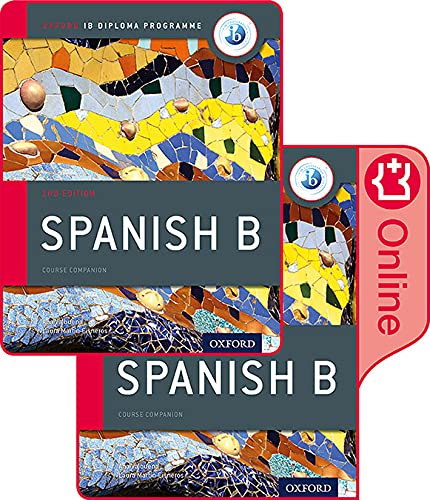 Red and blue IB Spanish B course book pack with mosaic imagery.