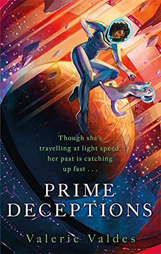 Book cover: woman in spacesuit floats before a planet and stars.