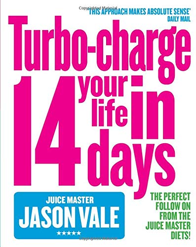 Book cover with bold pink text: "Turbo-charge your life in 14 days.