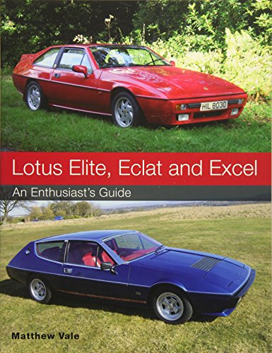 Book cover featuring red and blue Lotus Elite, Eclat, and Excel cars.
