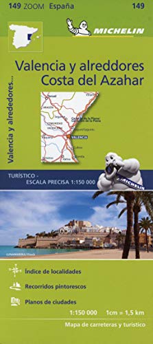 Green Michelin map cover of Valencia, Spain, with a coastal scene below.