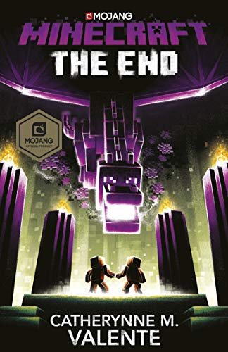 Book cover for “Minecraft: The End” featuring a dragon and two characters.