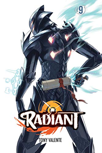 Cover of Radiant Volume 9, featuring a dark armored figure with glowing accents.