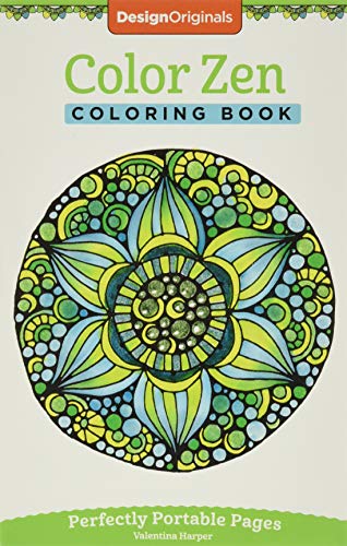 Color Zen coloring book cover with a floral mandala design.
