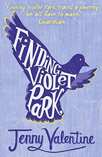Book cover: “Finding Violet Park” with bird silhouette and blue text.