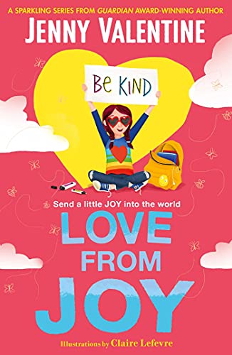 Book cover: girl with red glasses holding “Be Kind” sign, pink background.