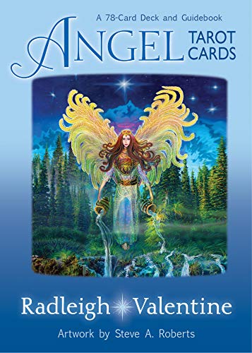 Angel Tarot Cards box cover featuring an angel pouring water in a forest.