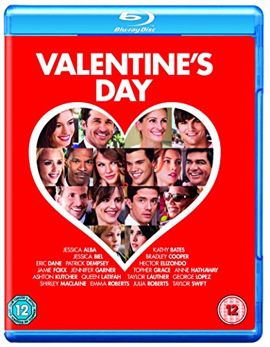 Valentine's Day" Blu-ray case with a red heart filled with actors' faces.