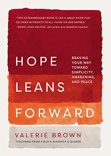 Book cover with title "Hope Leans Forward" in white text on red and orange blocks.