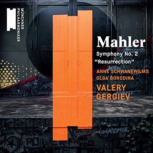 CD cover of Mahler Symphony No. 2, orange door on a dark, graffiti-covered wall.